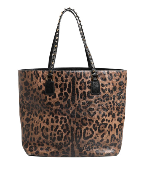 Dolce & Gabbana GLAM Leopard Tote Bag in Brown Leather for Women